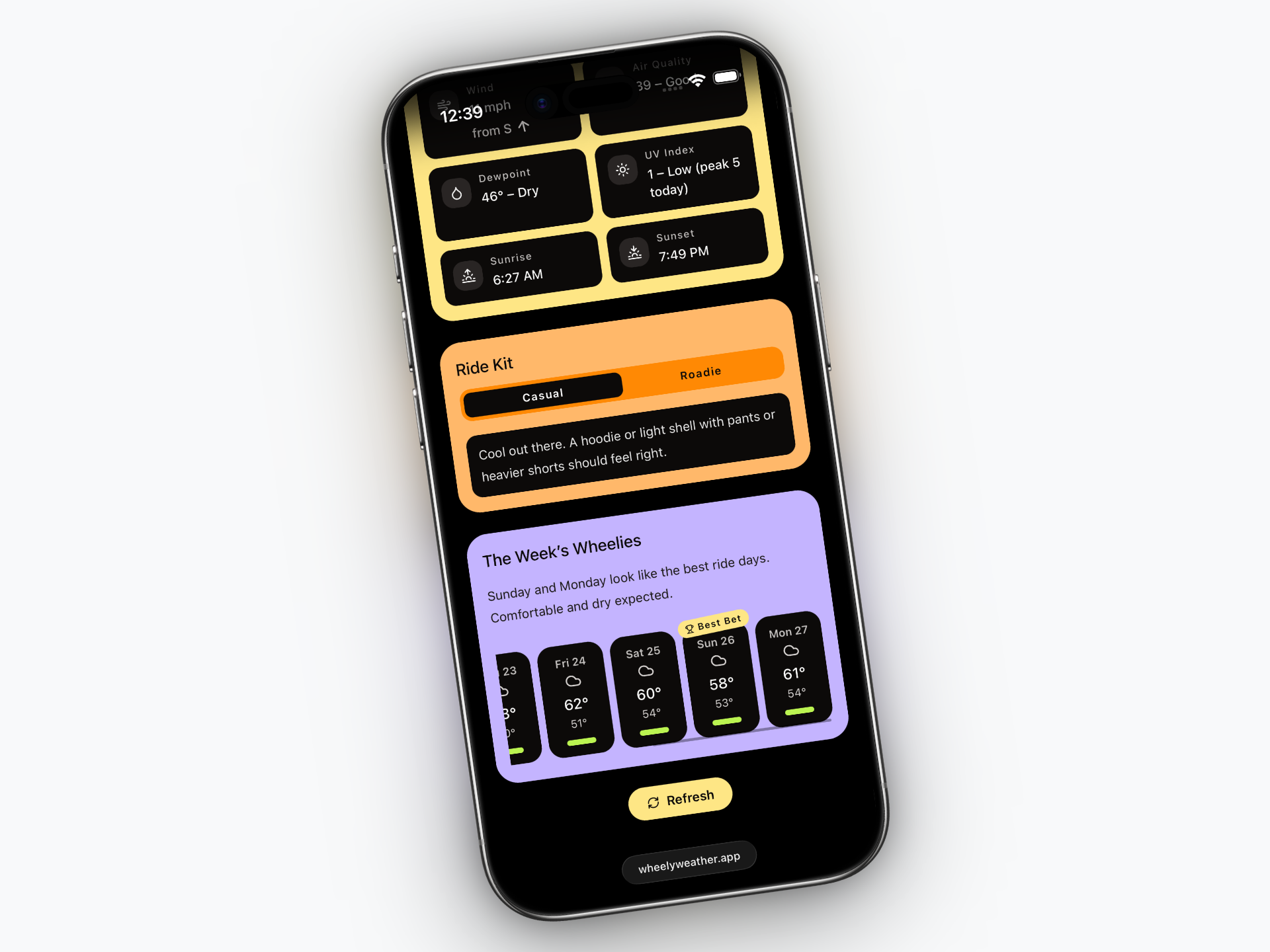 Additional Wheely Weather app view